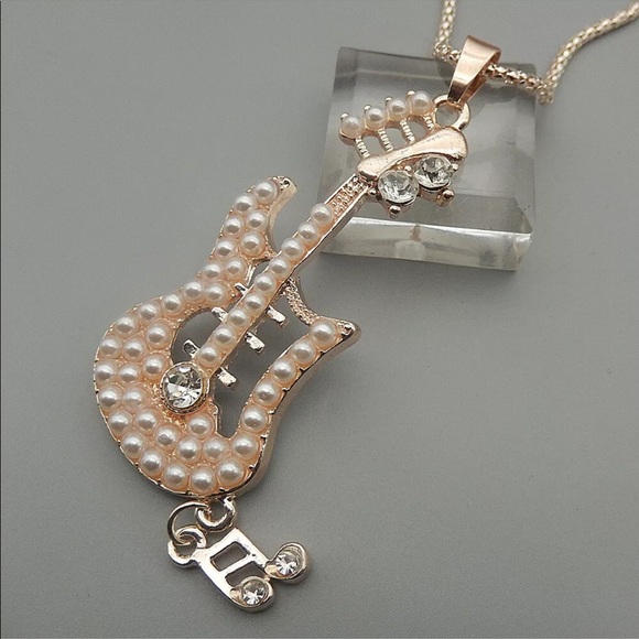 Faux Pearl Guitar Necklace - Picture 2 of 2